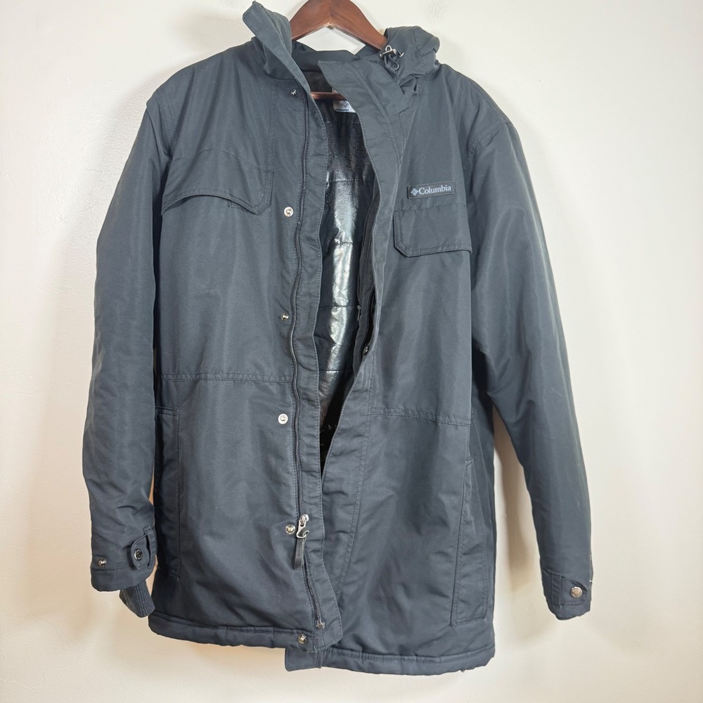 Columbia Omni-Heat Hooded Insulated Winter Parka Jacket Size Medium Black